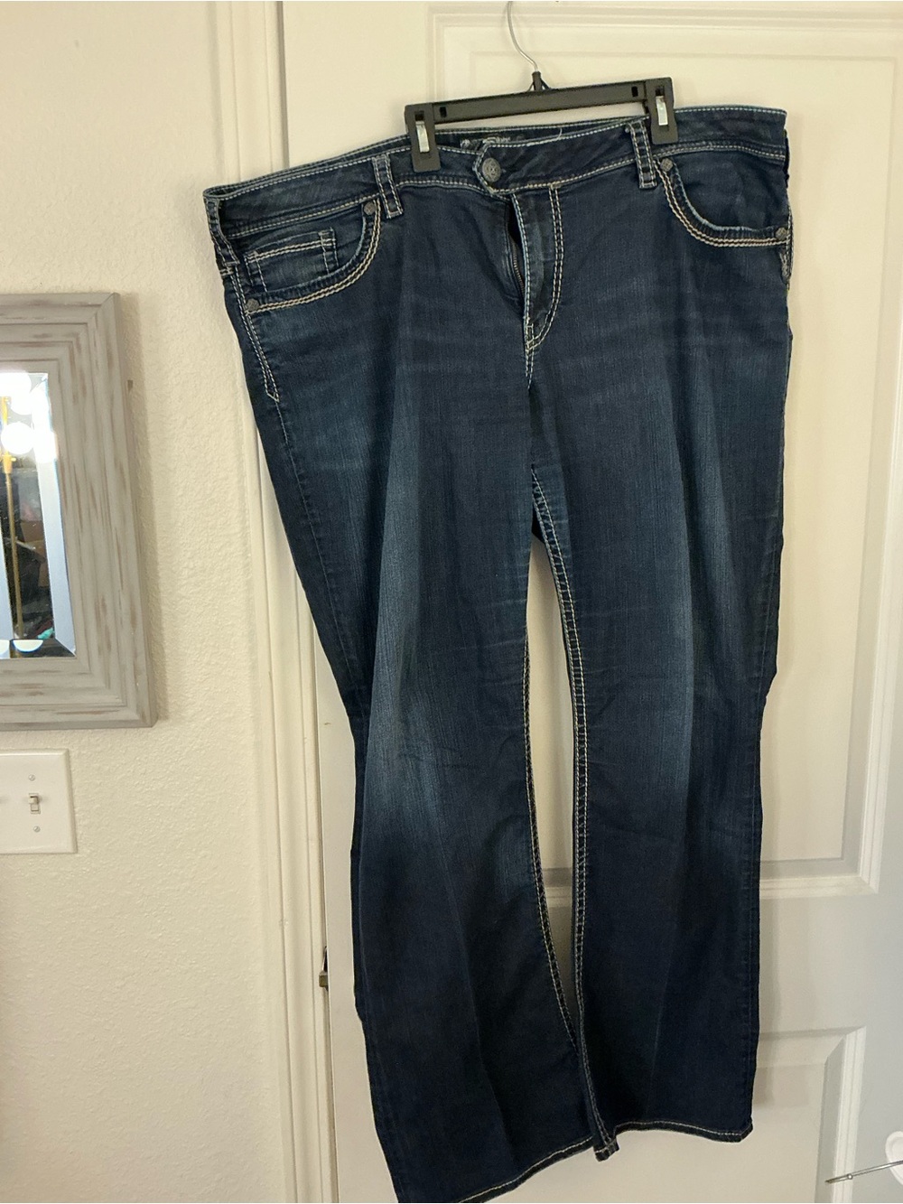 Silver Jeans Co Tuesday Plus Size 24 L33 Thick Stitch Bootcut Dark Wash Denim